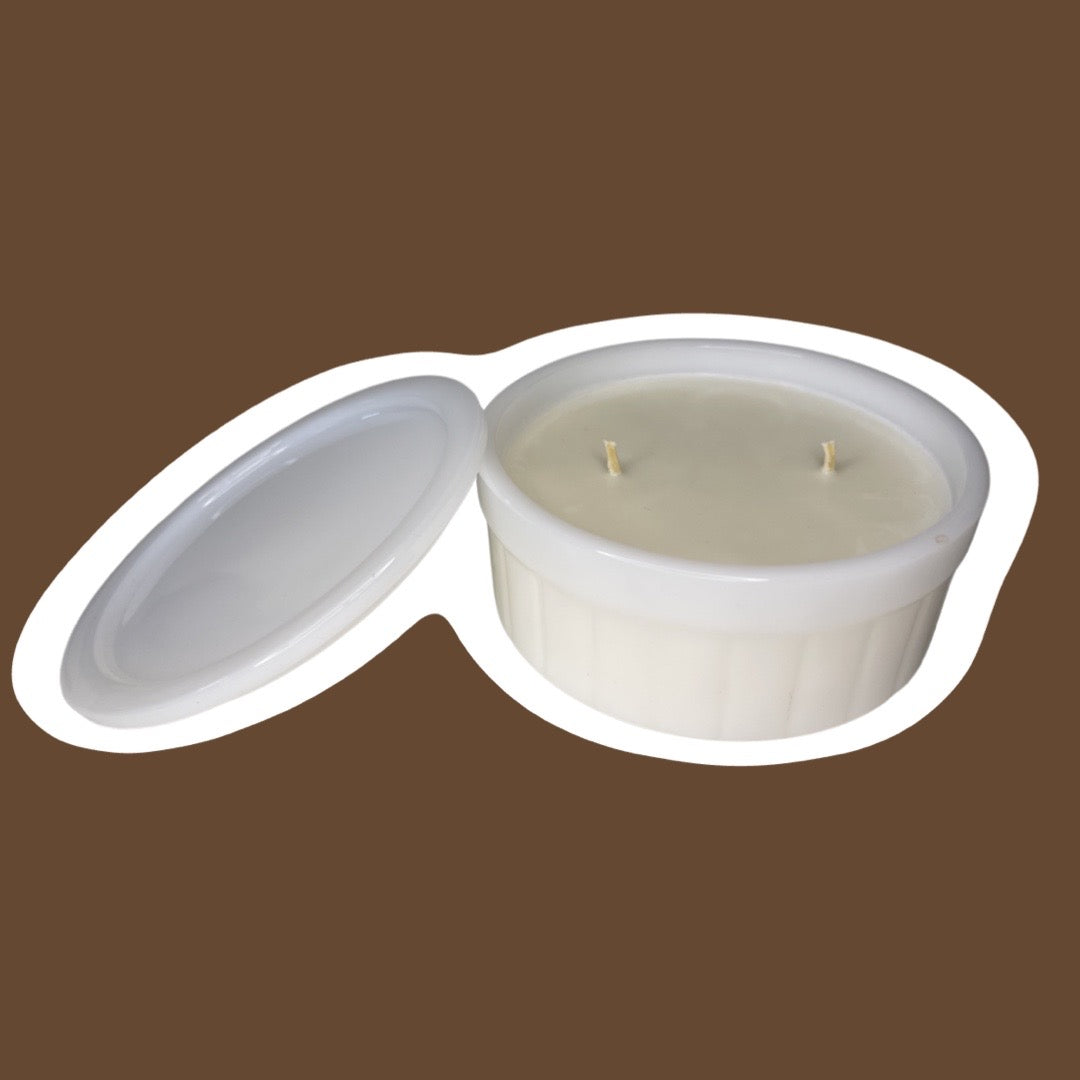 Vaso de leche 'Federal', redondo, plato para refrigerador con ranuras, vela de cera de soja ligeramente perfumada con tapa