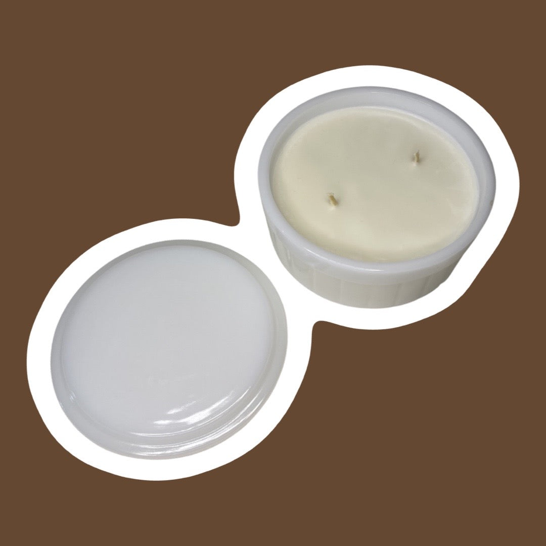 Vaso de leche 'Federal', redondo, plato para refrigerador con ranuras, vela de cera de soja ligeramente perfumada con tapa