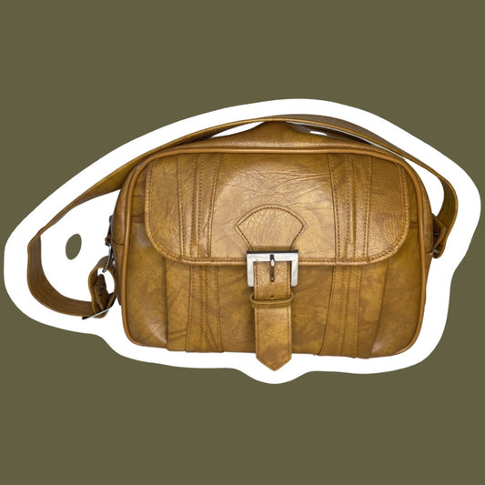 Bolso de viaje de piel sintética/vegana marrón 'American Luggage' de los años 70