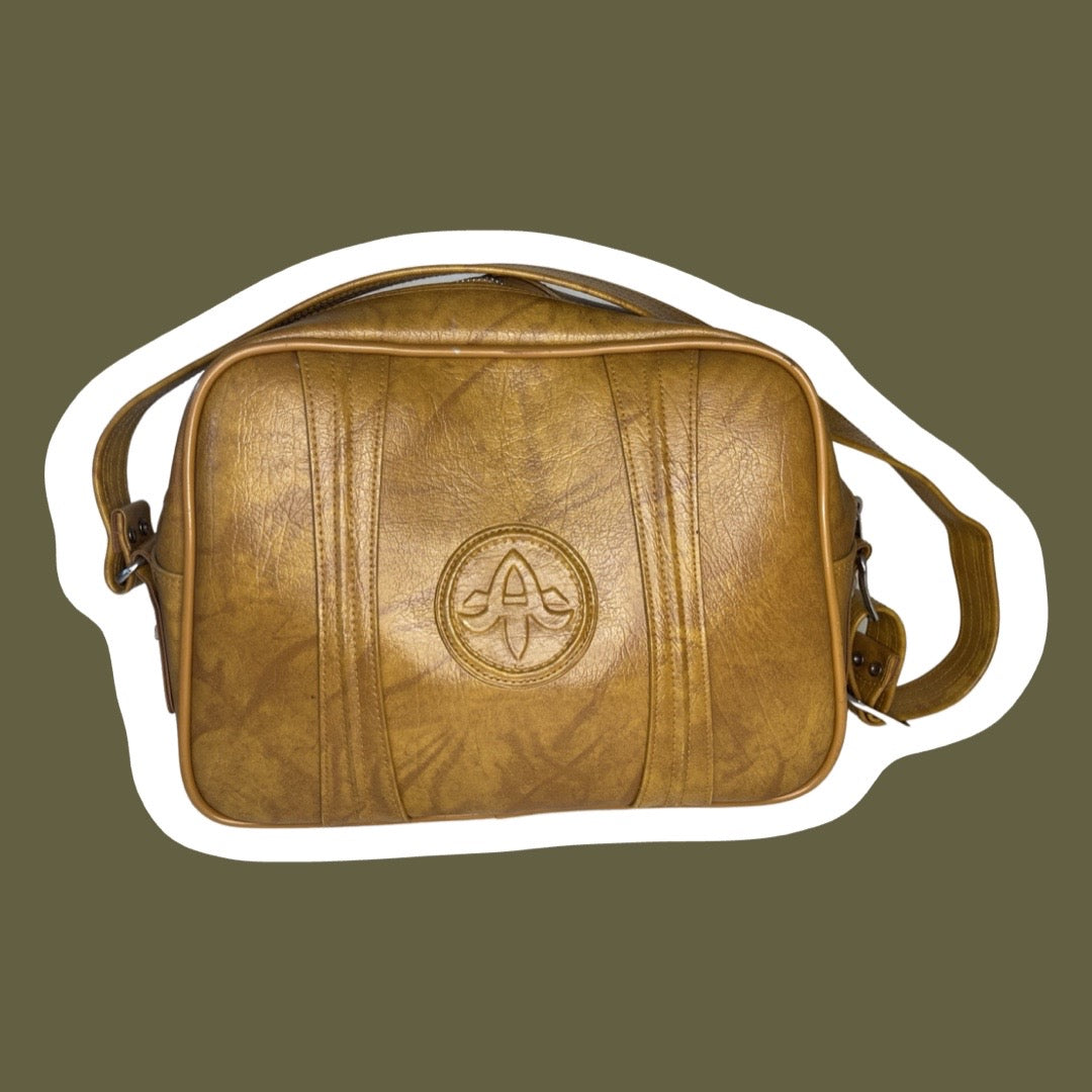 Bolso de viaje de piel sintética/vegana marrón 'American Luggage' de los años 70