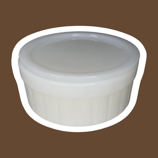 'Federal' Milk Glass, Round, Ribbed Refrigerator Dish, Lightly Scented Soy Wax Candle with Lid