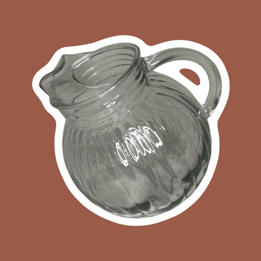 Clear Ribbed Glass Tilted Ball Pitcher