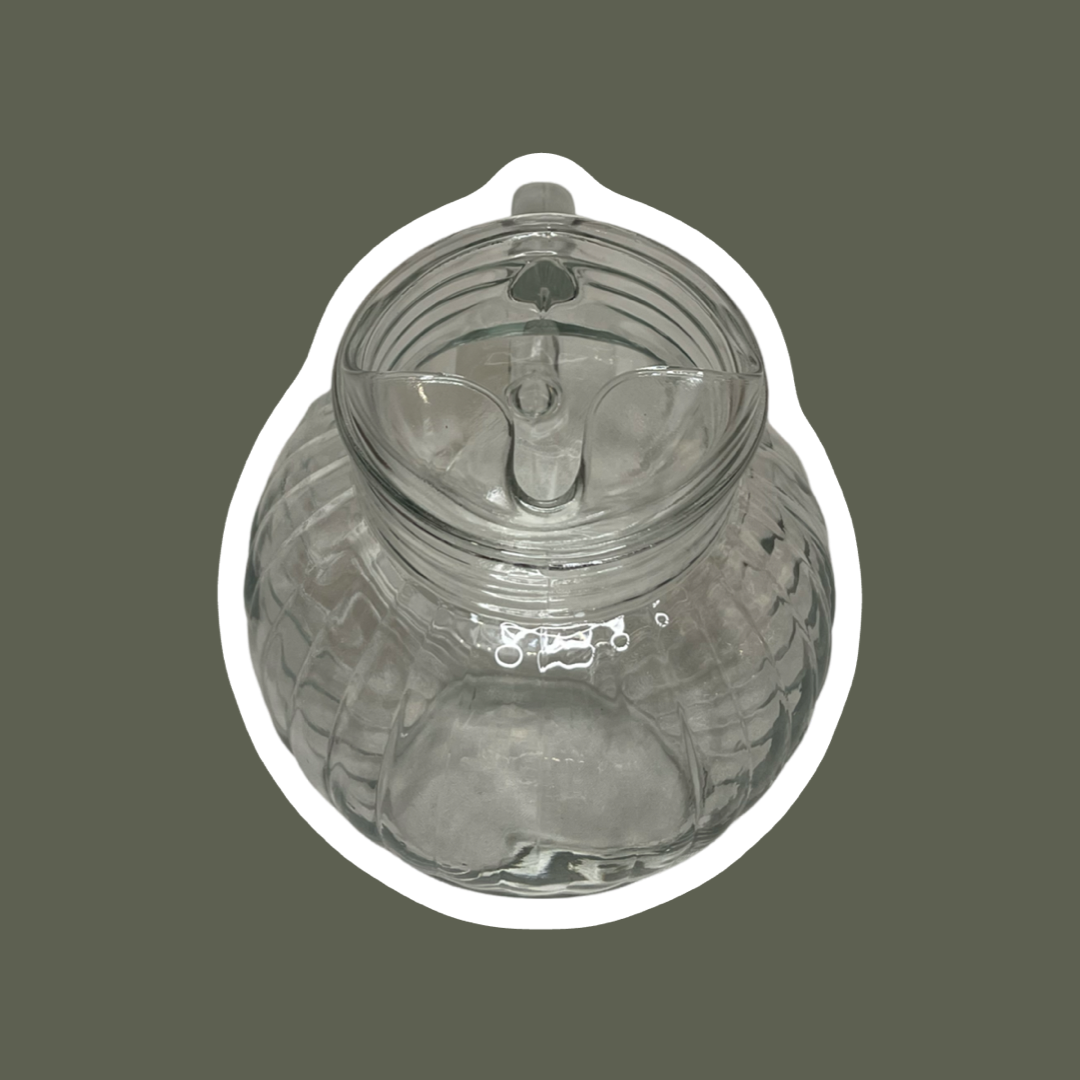 Clear Ribbed Glass Tilted Ball Pitcher