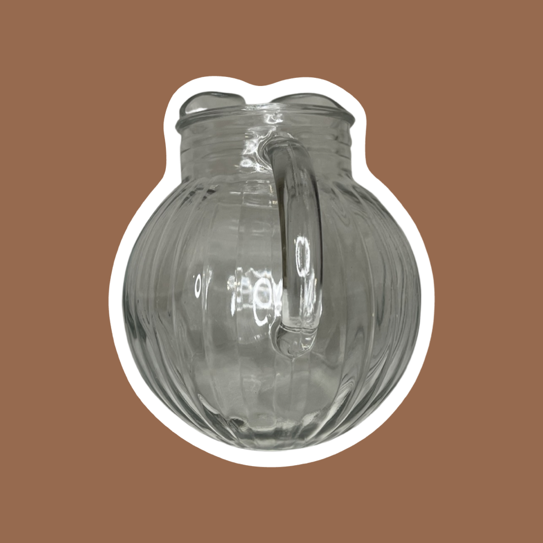 Clear Ribbed Glass Tilted Ball Pitcher