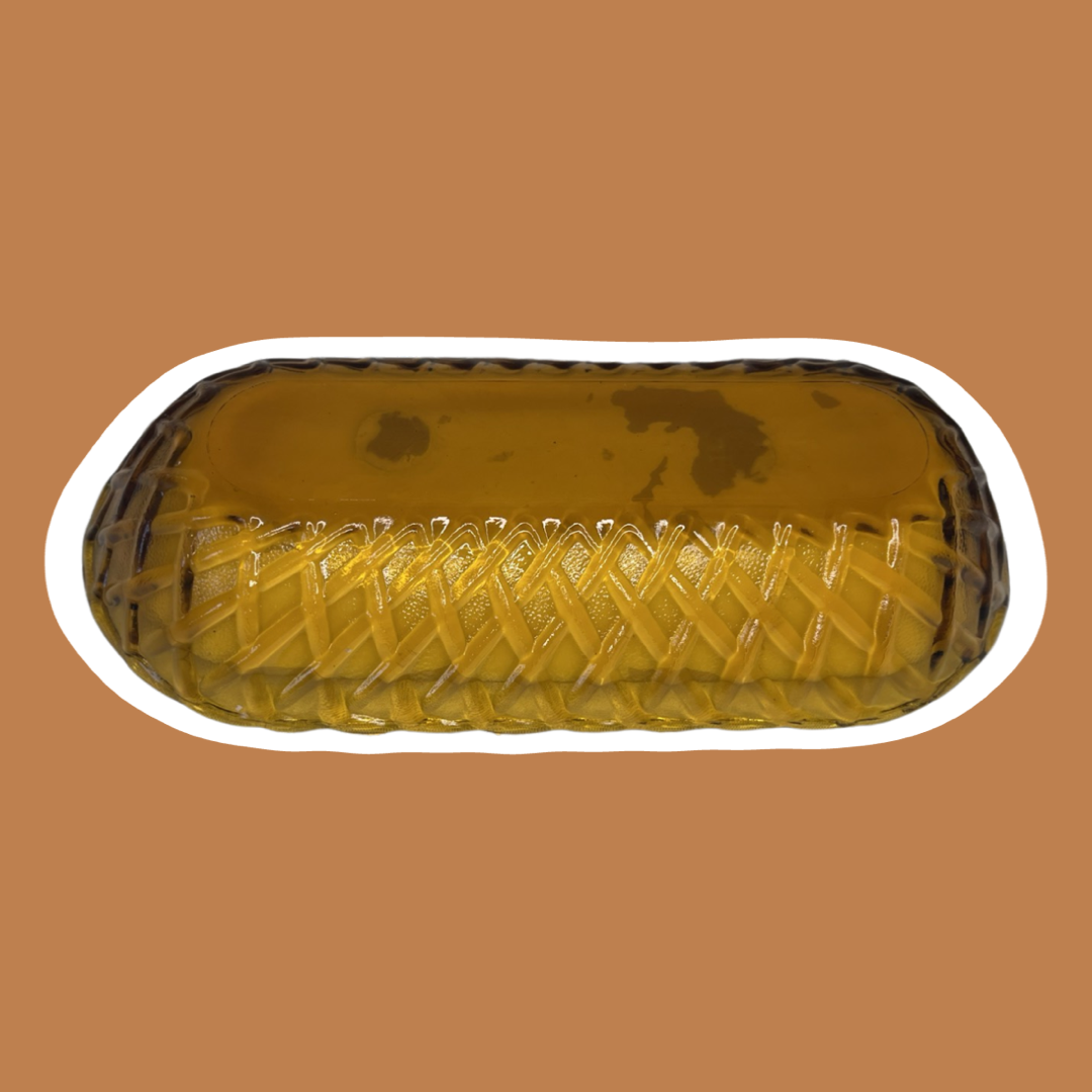 Vintage Amber Glass Candy Dish Double Hemp Wick & Soy Wax Candle
