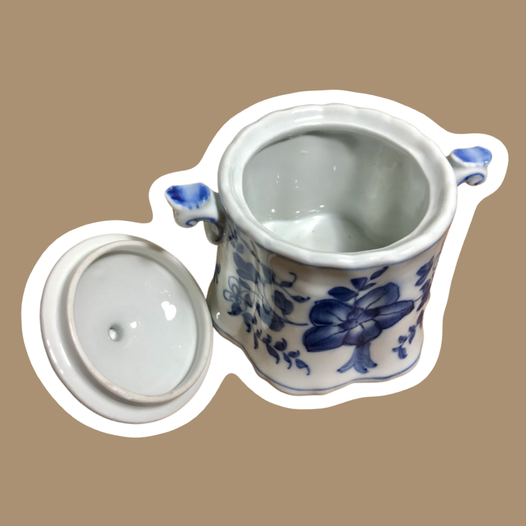 Azucarero de porcelana china con diseño floral azul 'Andrea' de Sadek