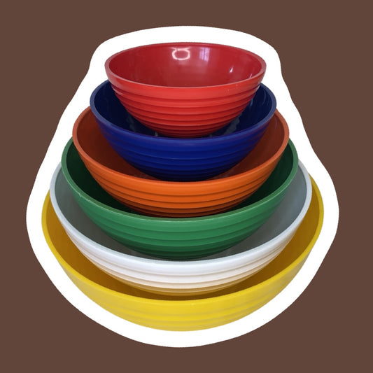 Juego de seis cuencos para mezclar de plástico de colores del arco iris 'INGRID Chicago', rojo, azul, naranja, verde, blanco y amarillo