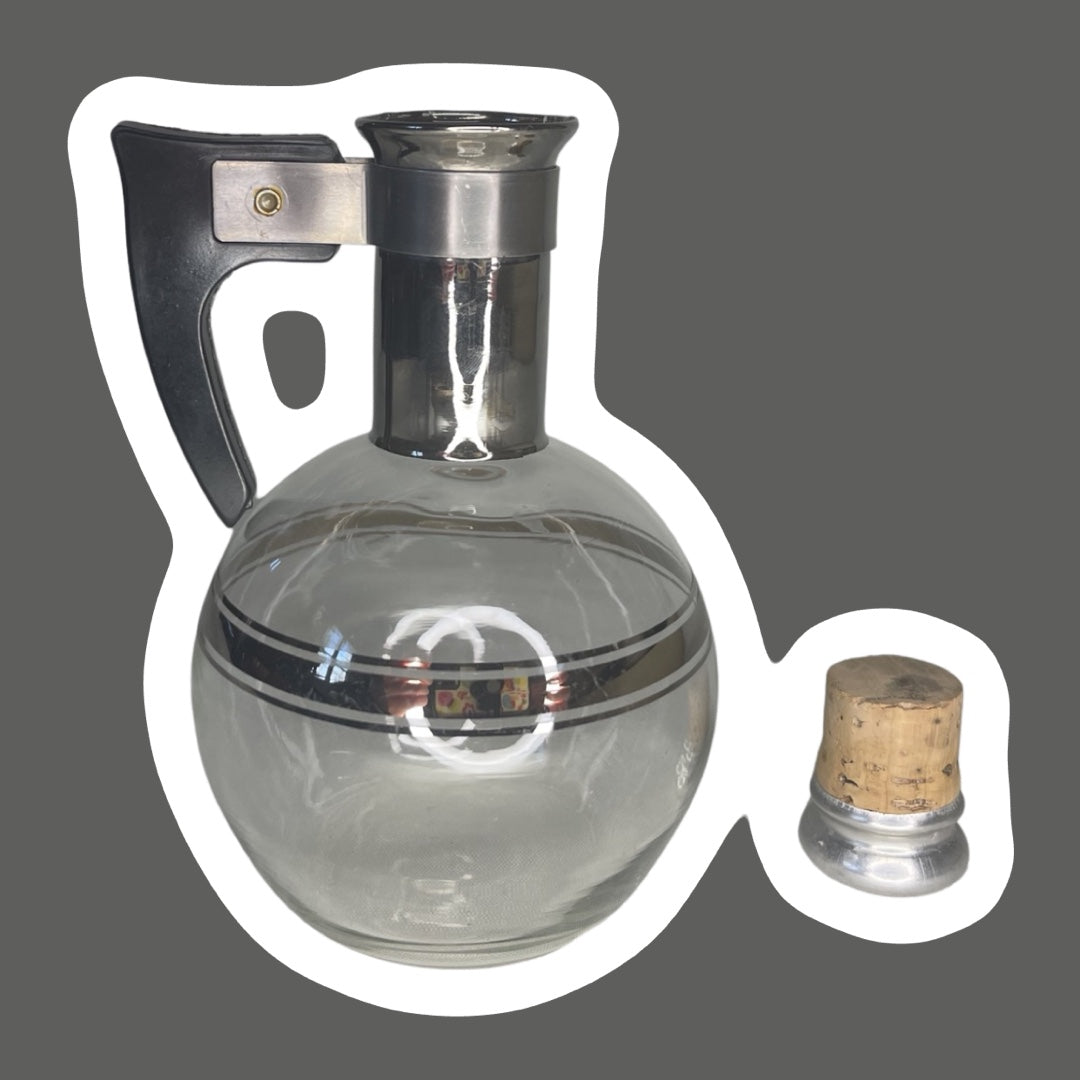 Jarra/botella Inland Glass Co., década de 1940, con rayas plateadas, 8 oz.