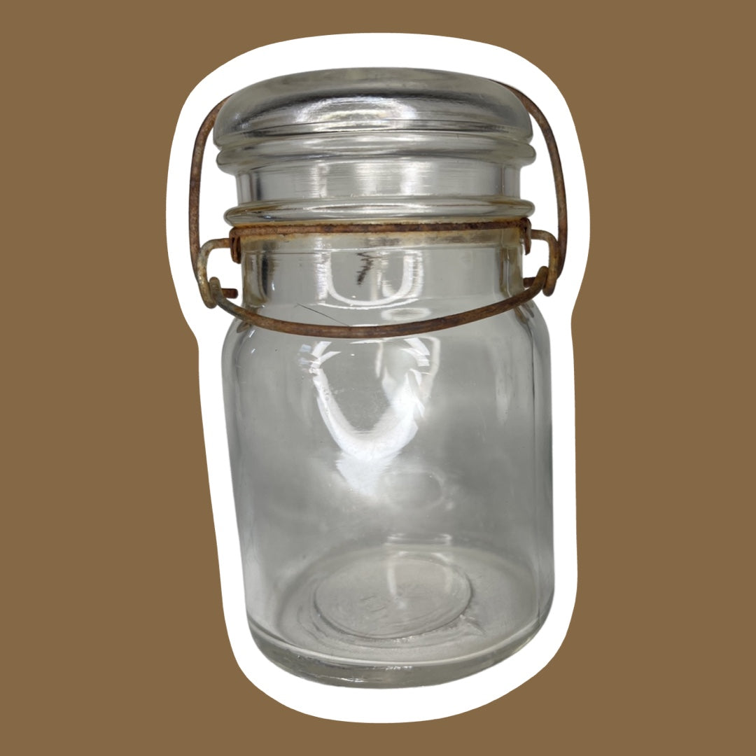 1940s Hazel Atlas Wire Glass Canning Jar with Lid