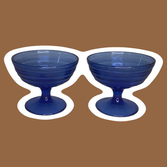 Juego de dos copas para sorbete de vidrio Atlas color avellana azul cobalto