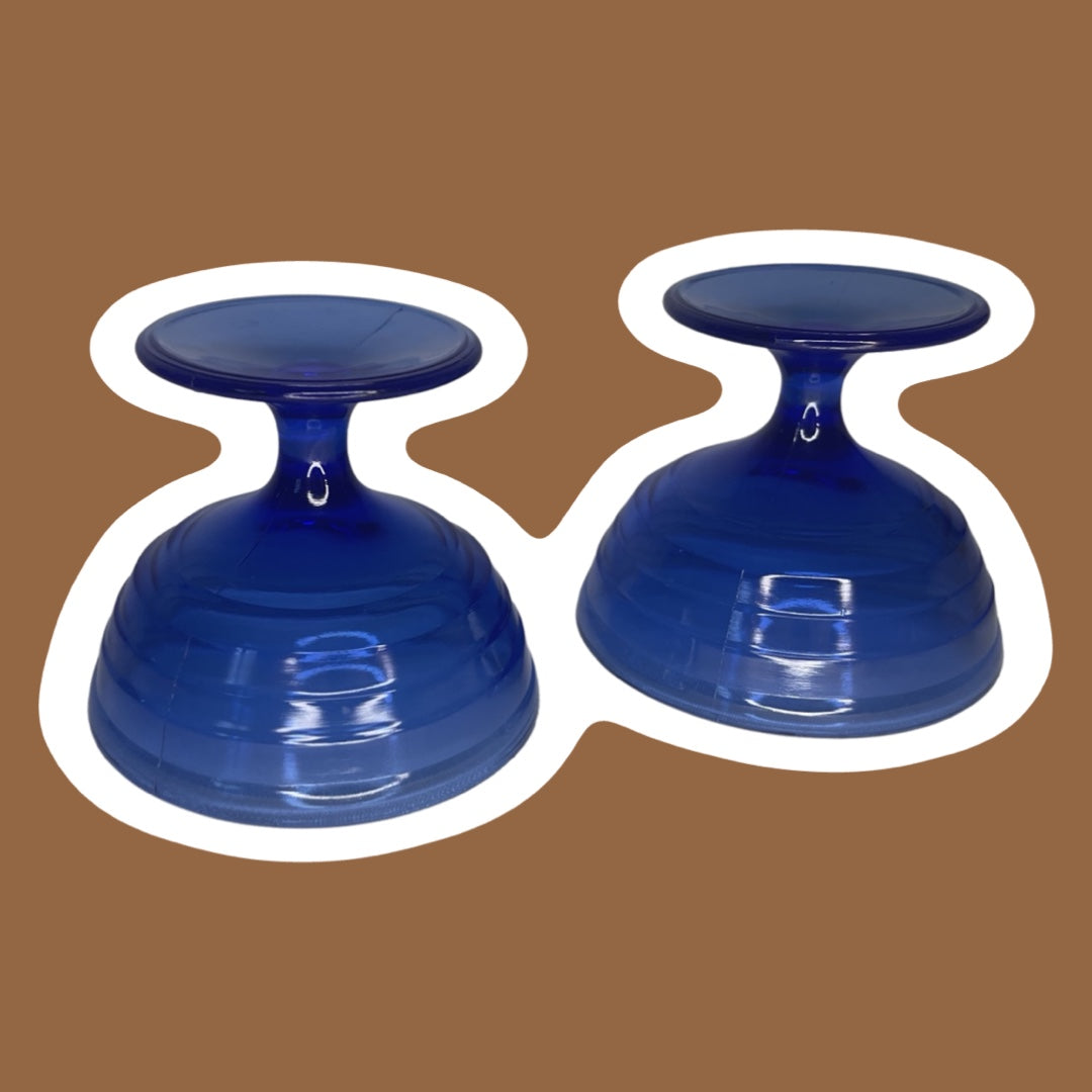 Juego de dos copas para sorbete de vidrio Atlas color avellana azul cobalto
