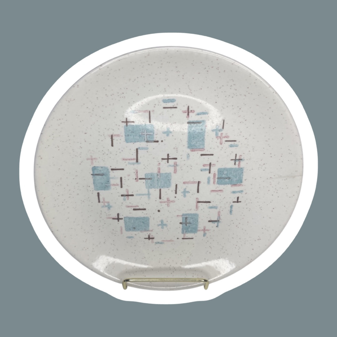Plato para aperitivos Metlox de Vernonware, década de 1950, "Heavenly Days"