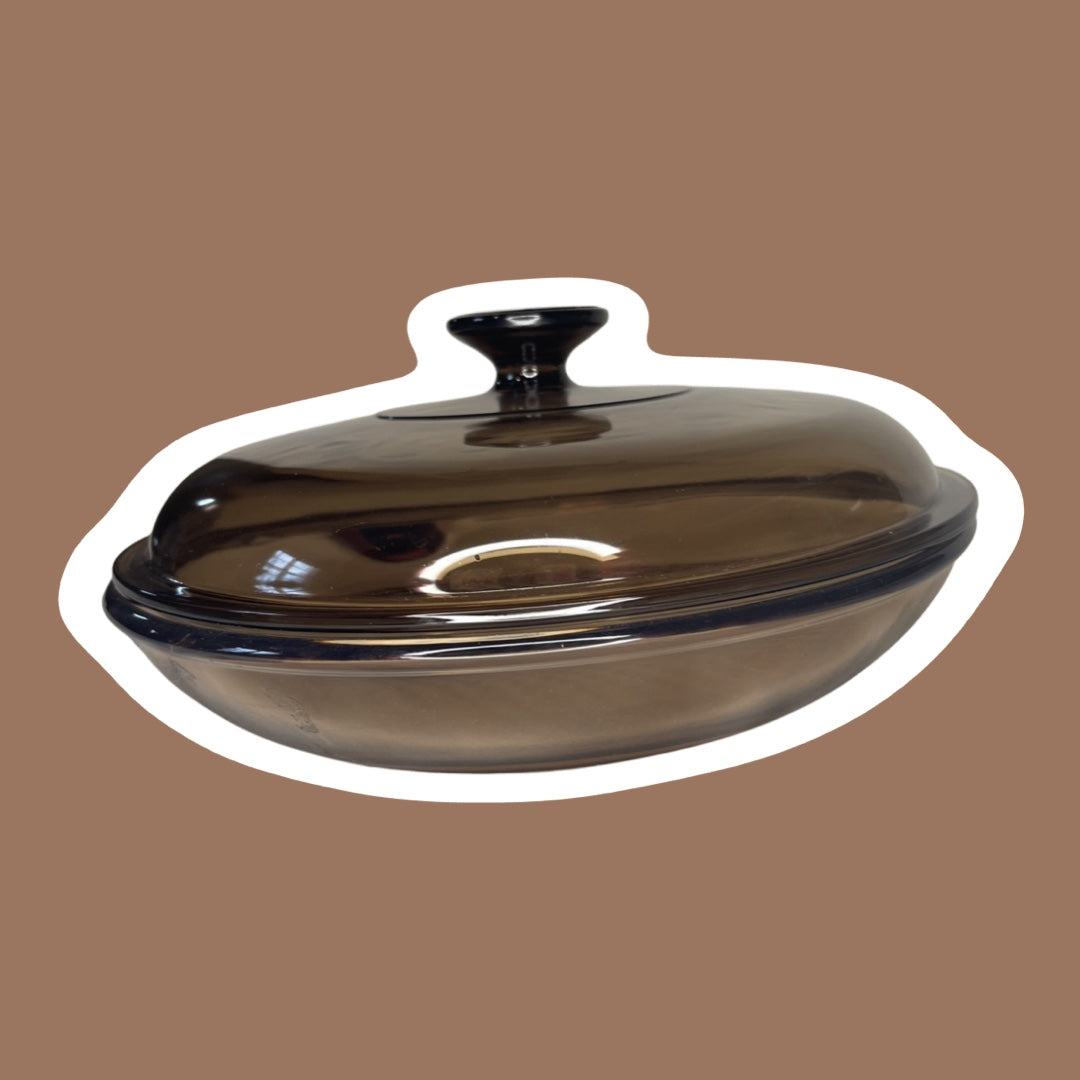 Sartén de vidrio ámbar Corning 'Vision' de 10" con tapa de Pyrex
