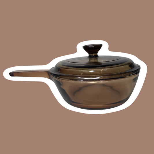 Olla para salsa de vidrio ámbar con tapa 'Visions' de Corning Ware, 0,5 litros