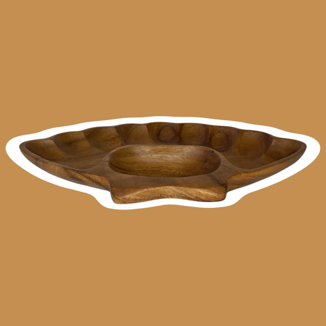 Seashell Shaped ‘Dolphin’ Monkey Pod Wood Tray/Trinket Dish, Made in Philippines