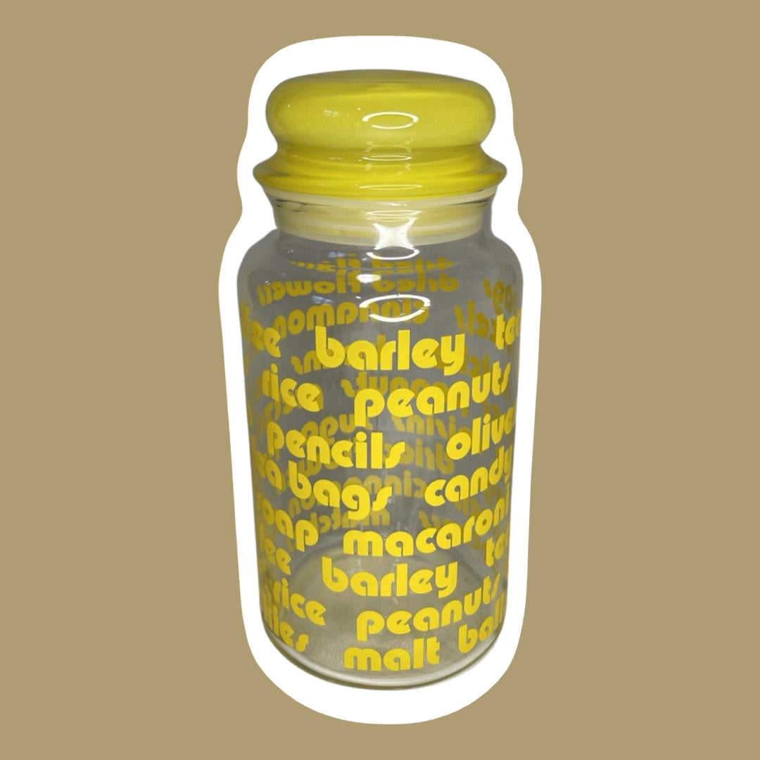 Bote de vidrio vintage Groovy Mod amarillo de los años 70