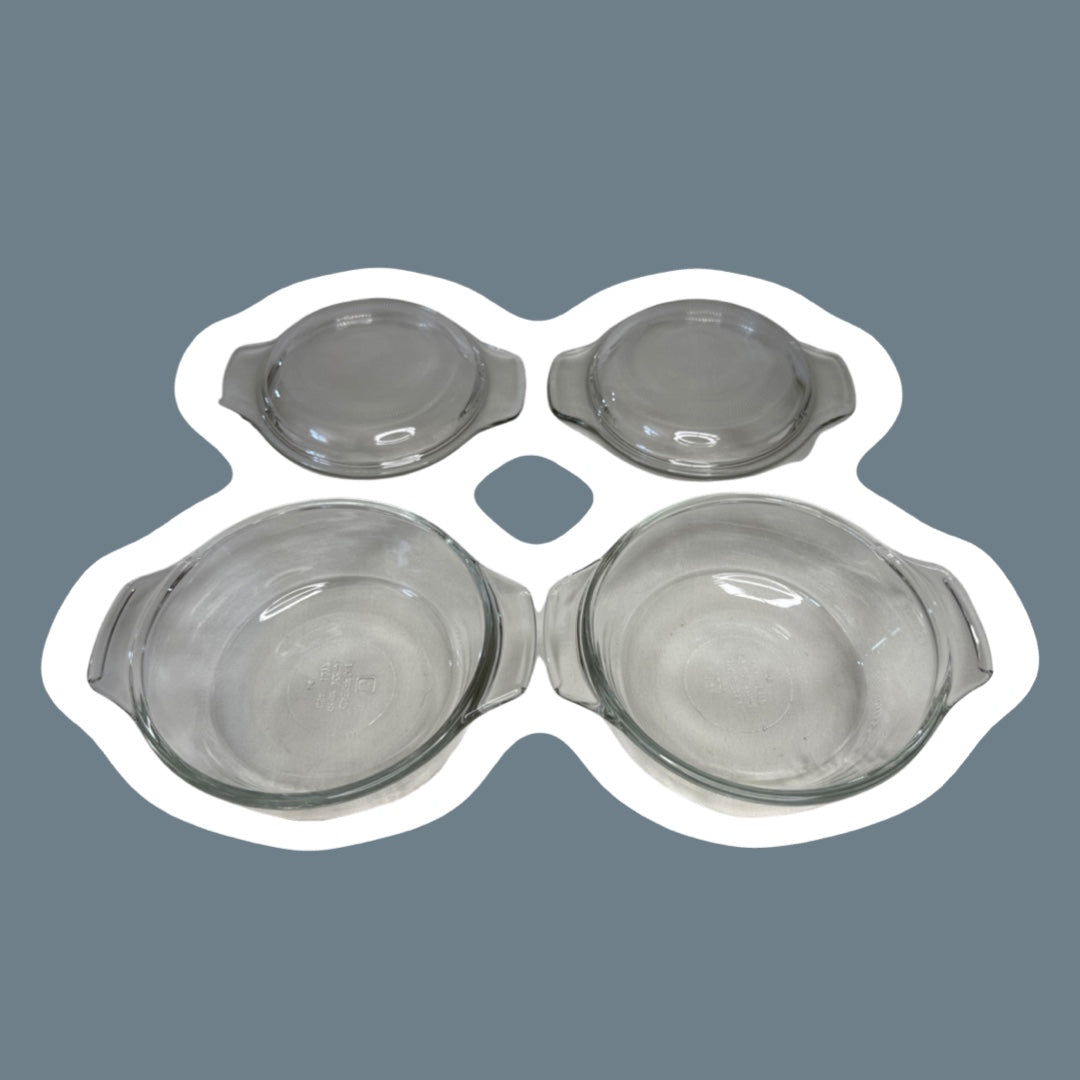 Cacerola de vidrio transparente de 12 oz con tapa de vidrio, modelo 1072 de Anchor Hocking, década de 1960, juego de dos