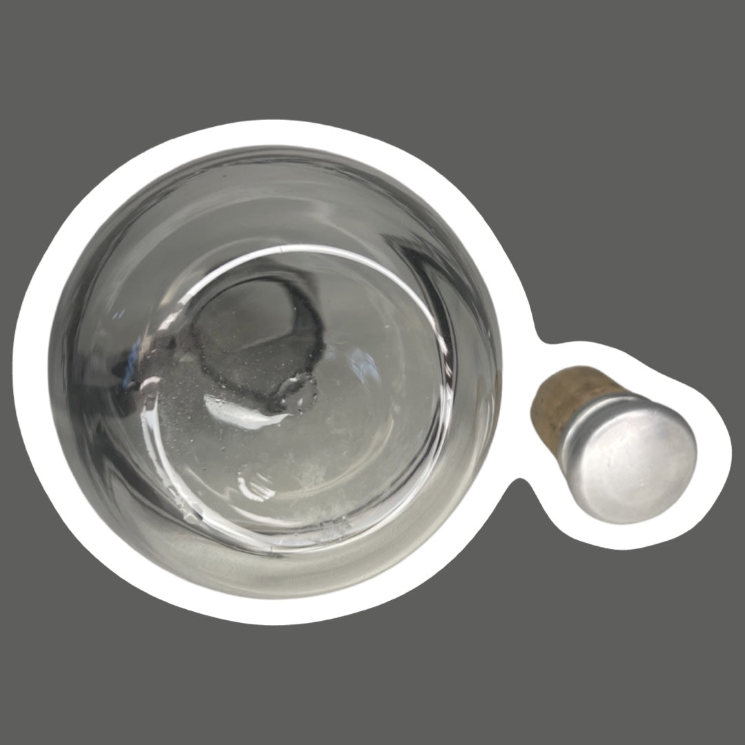 Jarra/botella Inland Glass Co., década de 1940, con rayas plateadas, 8 oz.