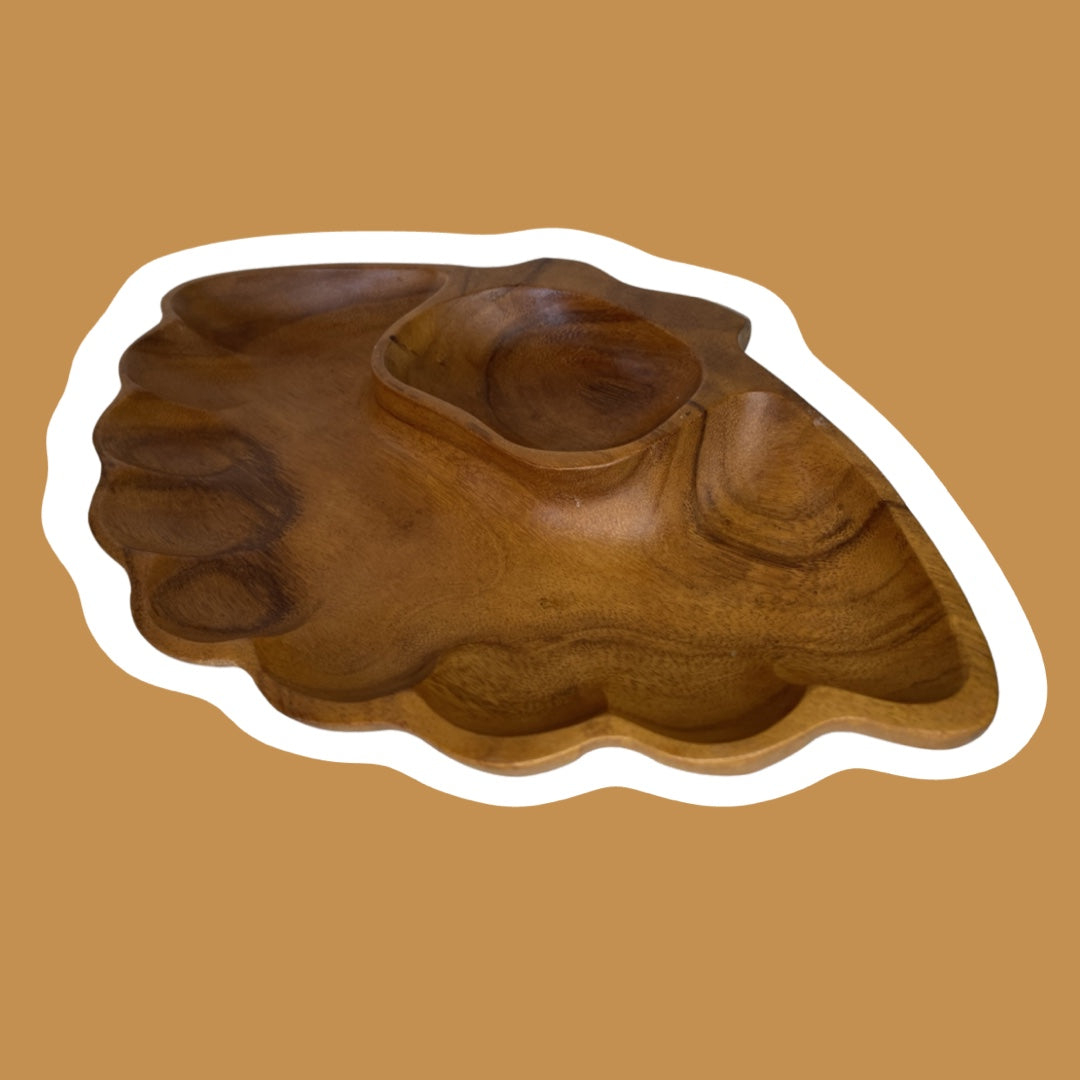 Seashell Shaped ‘Dolphin’ Monkey Pod Wood Tray/Trinket Dish, Made in Philippines