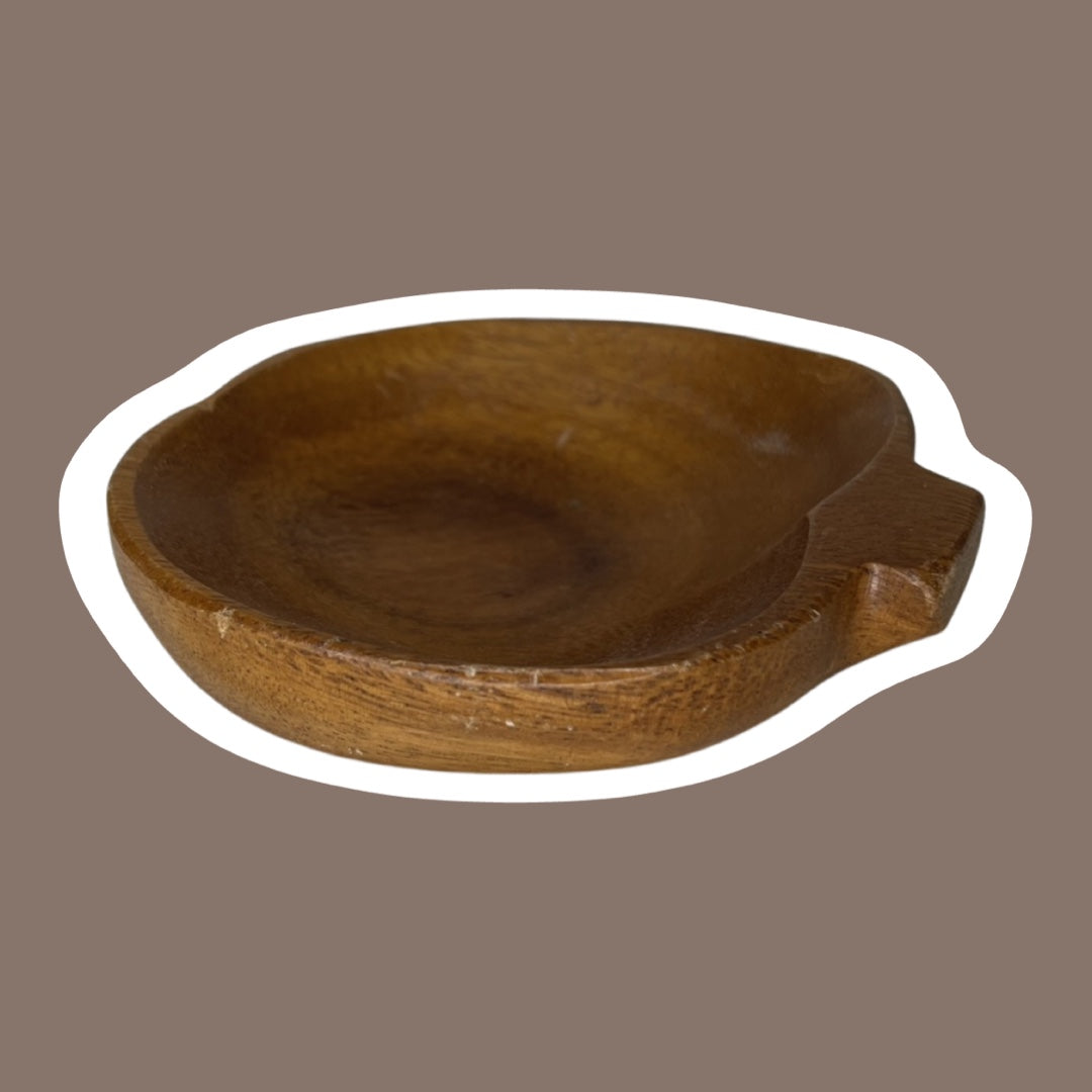 Apple Shaped Monkey Pod Wood Trinket Dish, Mid-Century