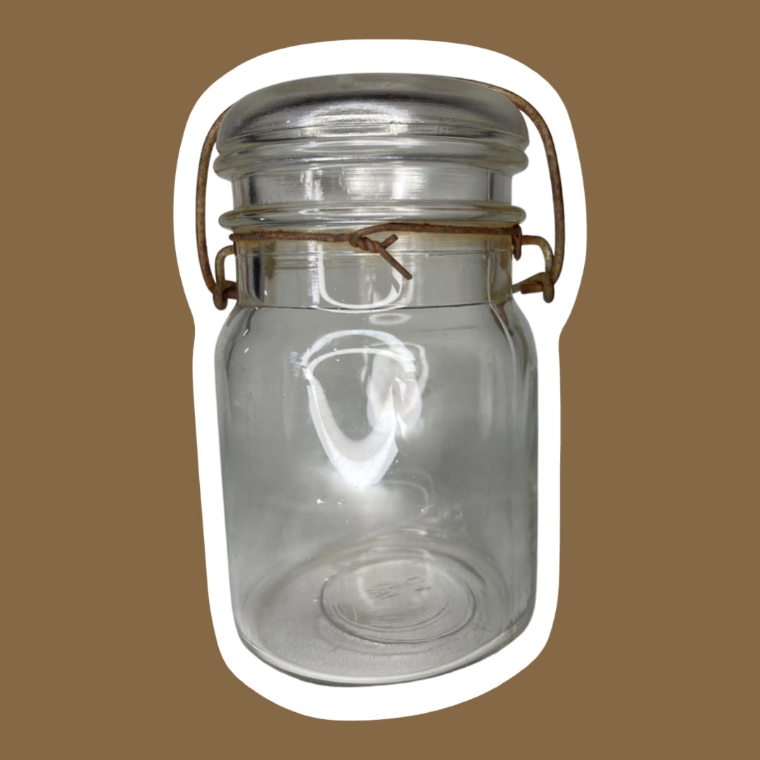 1940s Hazel Atlas Wire Glass Canning Jar with Lid