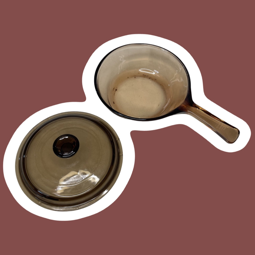Olla de vidrio ámbar para estufa con tapa 'Visions' de Corning Ware, 0,5 litros