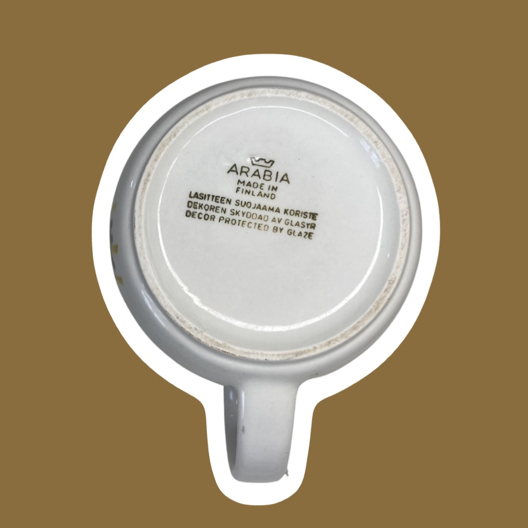 Jarra para leche con estampado de toro "Arabia" de mediados de siglo, escandinava, década de 1950, fabricada en Finlandia