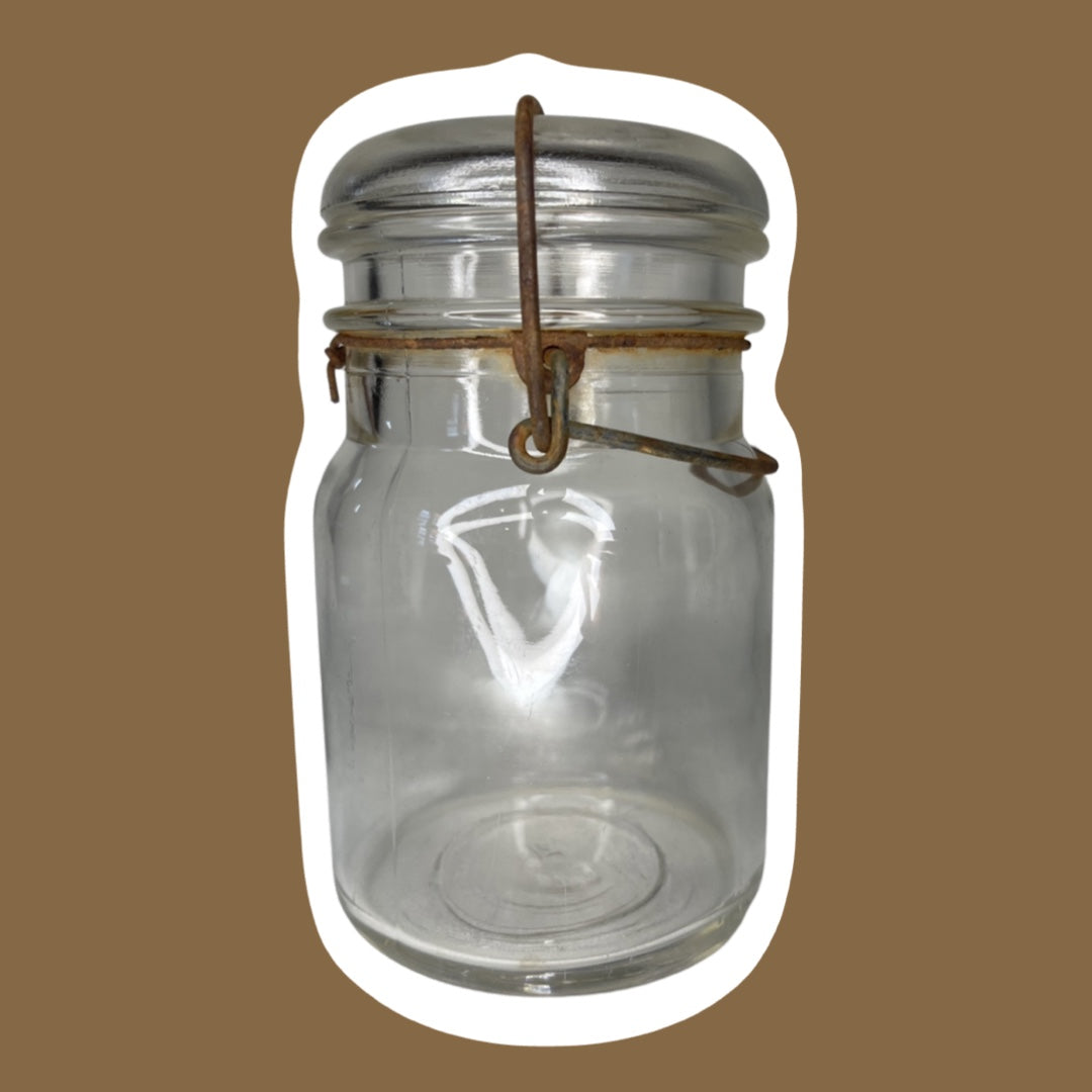 1940s Hazel Atlas Wire Glass Canning Jar with Lid