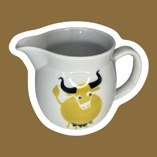 Jarra para leche con estampado de toro "Arabia" de mediados de siglo, escandinava, década de 1950, fabricada en Finlandia