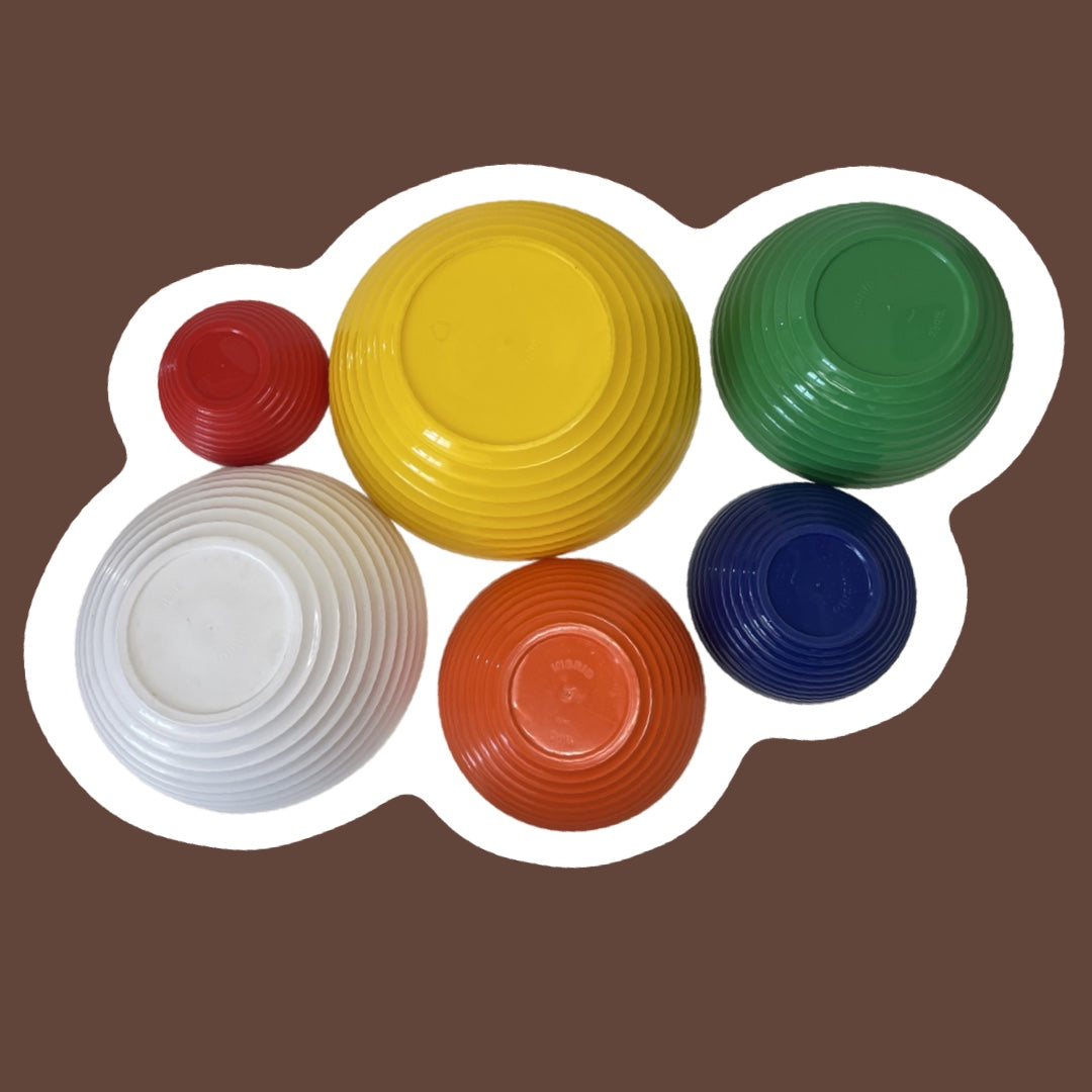 Juego de seis cuencos para mezclar de plástico de colores del arco iris 'INGRID Chicago', rojo, azul, naranja, verde, blanco y amarillo