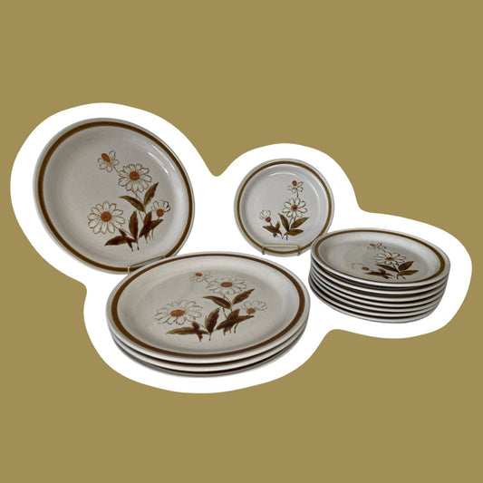 Juego de comedor de cerámica con diseño floral Daisy 'Trailwoods' de Old Brook, ocho platos de aperitivo y cuatro platos de entrada