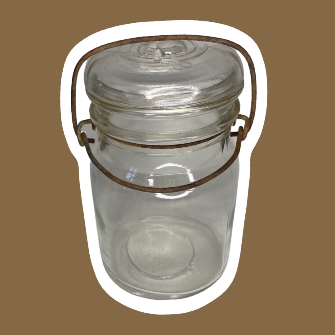 1940s Hazel Atlas Wire Glass Canning Jar with Lid