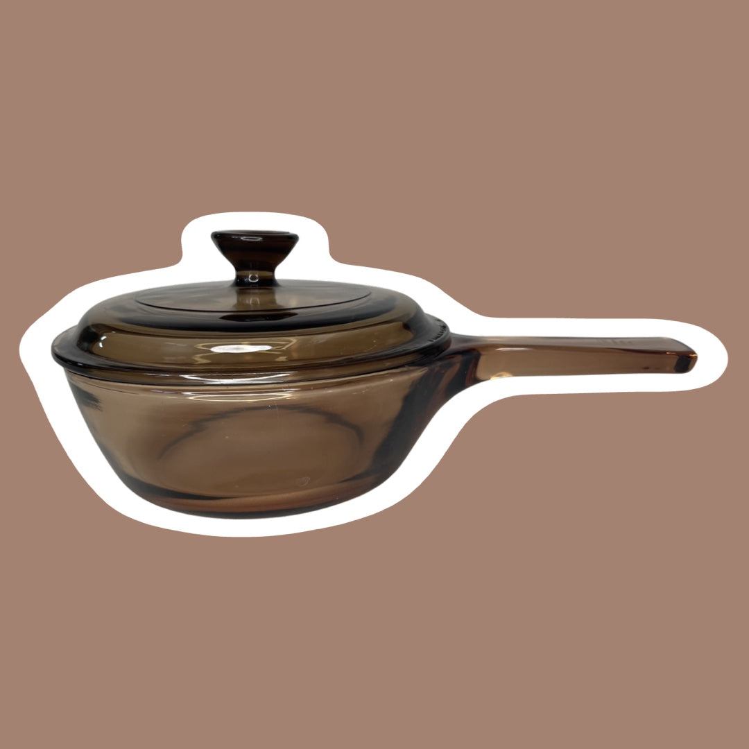 Olla para salsa de vidrio ámbar con tapa 'Visions' de Corning Ware, 0,5 litros