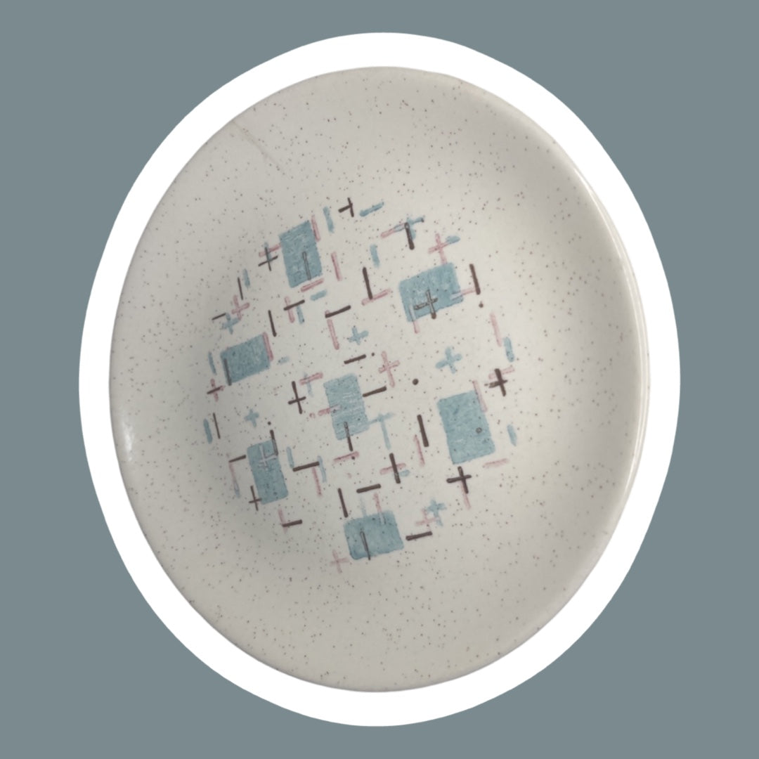 Plato para aperitivos Metlox de Vernonware, década de 1950, "Heavenly Days"