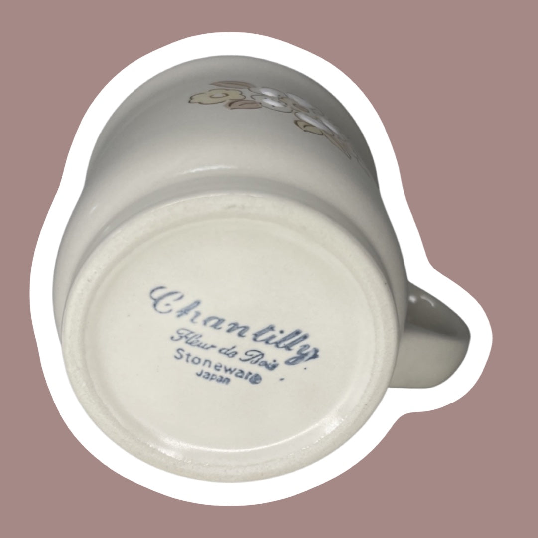 Juego de dos tazas de café japonesas de cerámica Chantilly 'Fleur de Bois' con flores de melocotón