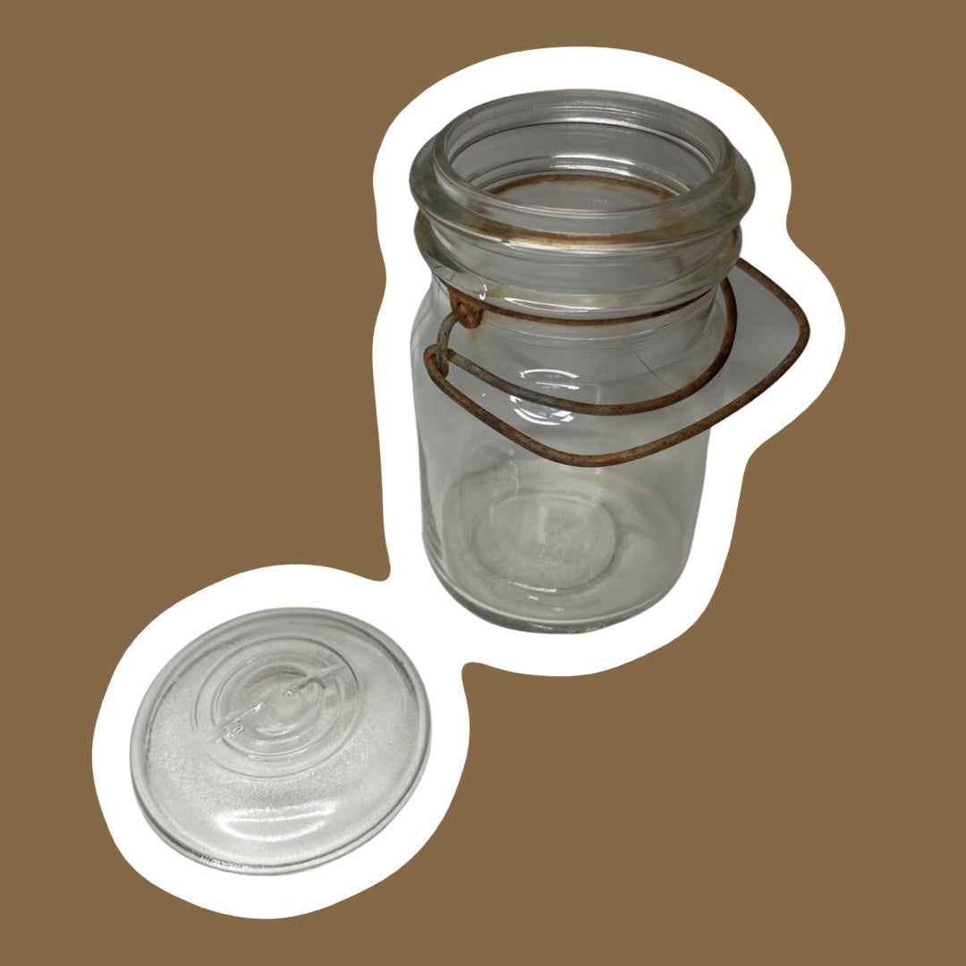 1940s Hazel Atlas Wire Glass Canning Jar with Lid