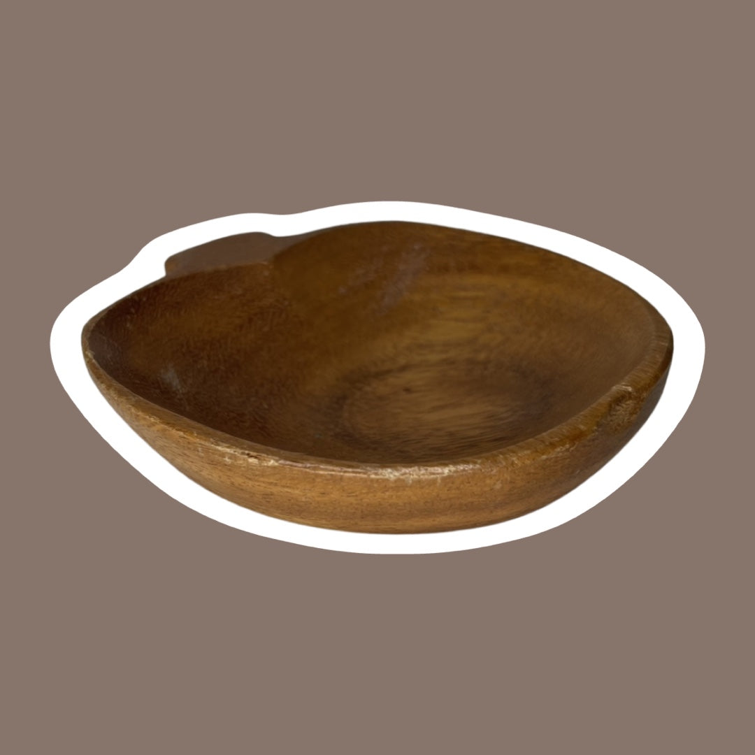 Apple Shaped Monkey Pod Wood Trinket Dish, Mid-Century