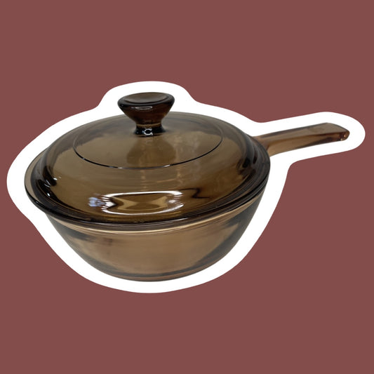 Olla de vidrio ámbar para estufa con tapa 'Visions' de Corning Ware, 0,5 litros