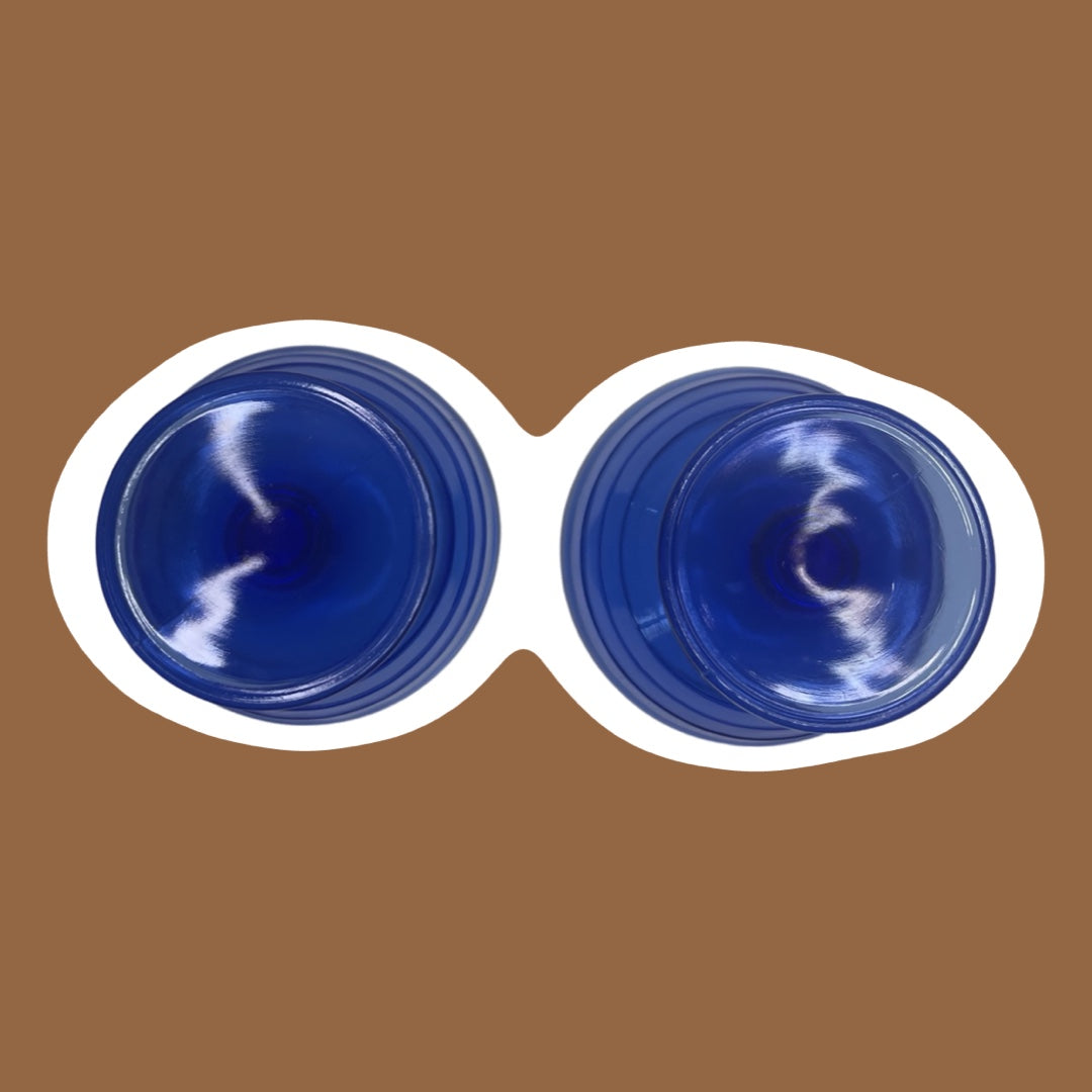 Juego de dos copas para sorbete de vidrio Atlas color avellana azul cobalto