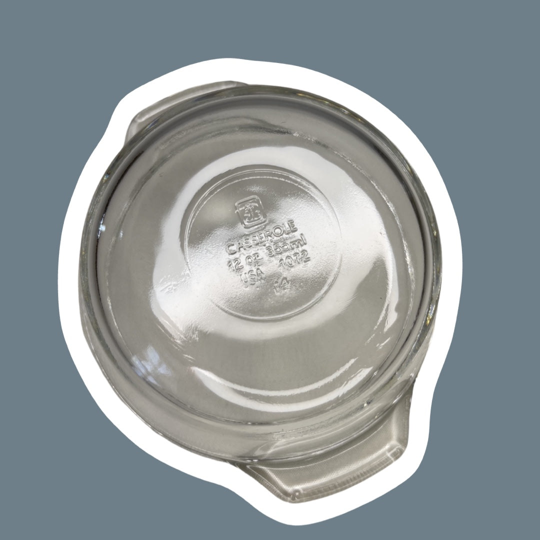 Cacerola de vidrio transparente de 12 oz con tapa de vidrio, modelo 1072 de Anchor Hocking, década de 1960, juego de dos