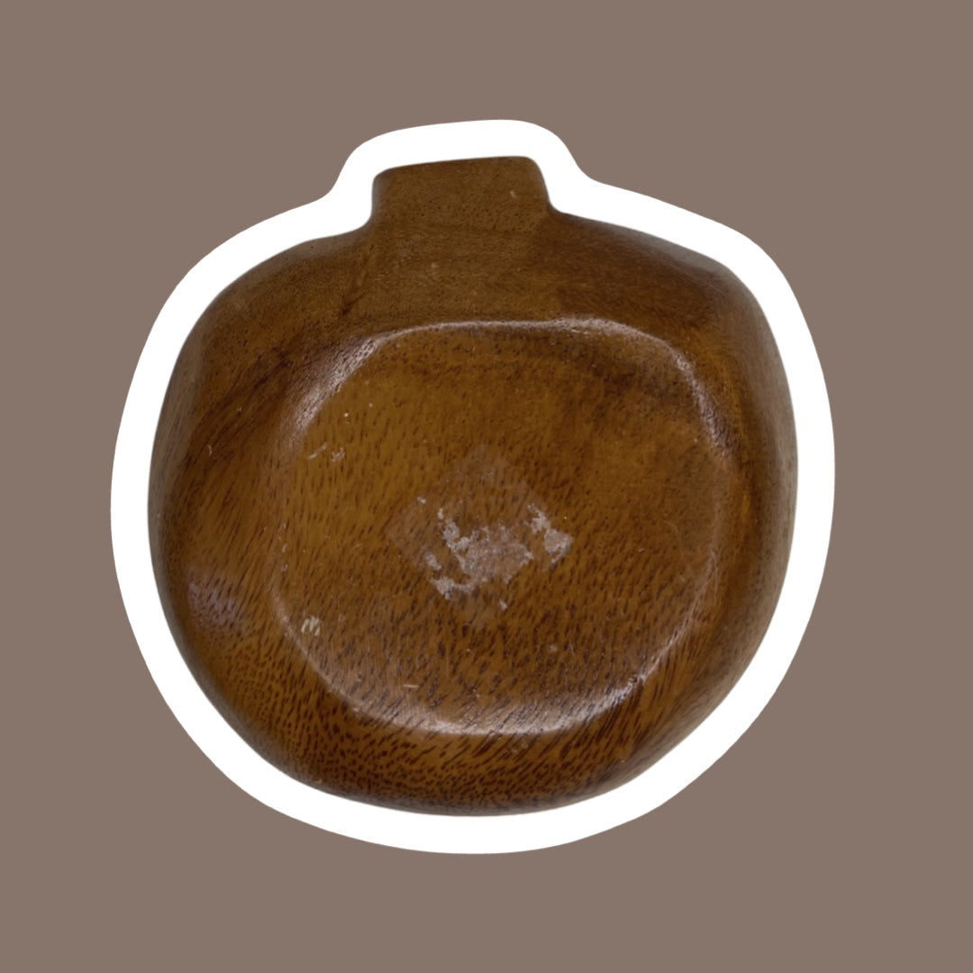 Apple Shaped Monkey Pod Wood Trinket Dish, Mid-Century