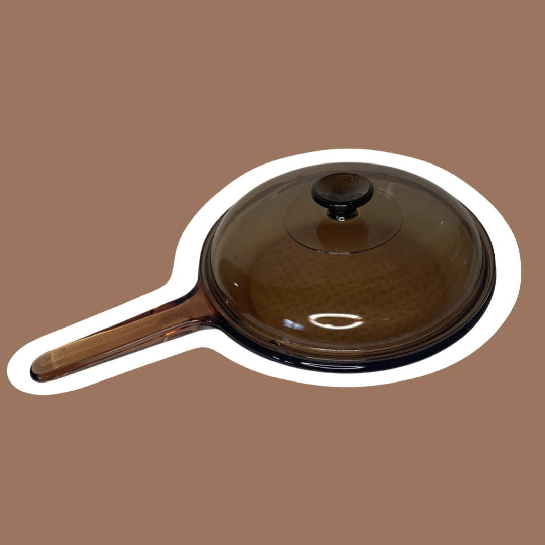 Sartén de vidrio ámbar Corning 'Vision' de 10" con tapa de Pyrex