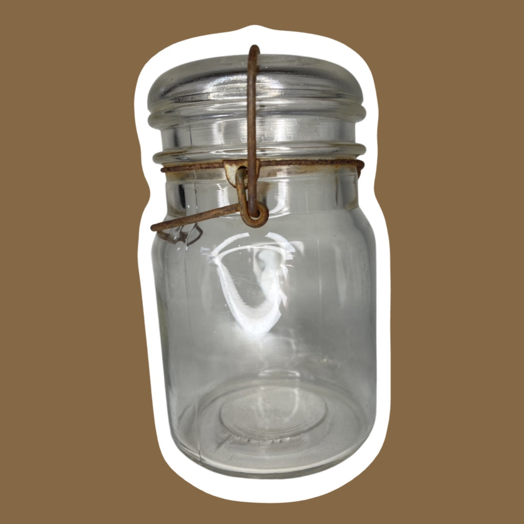1940s Hazel Atlas Wire Glass Canning Jar with Lid