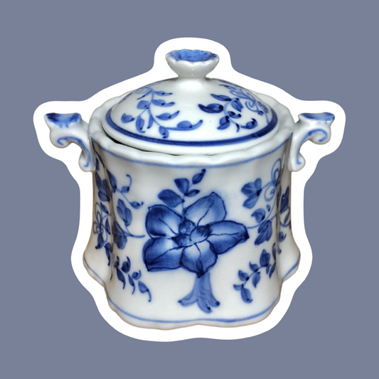 Azucarero de porcelana china con diseño floral azul 'Andrea' de Sadek