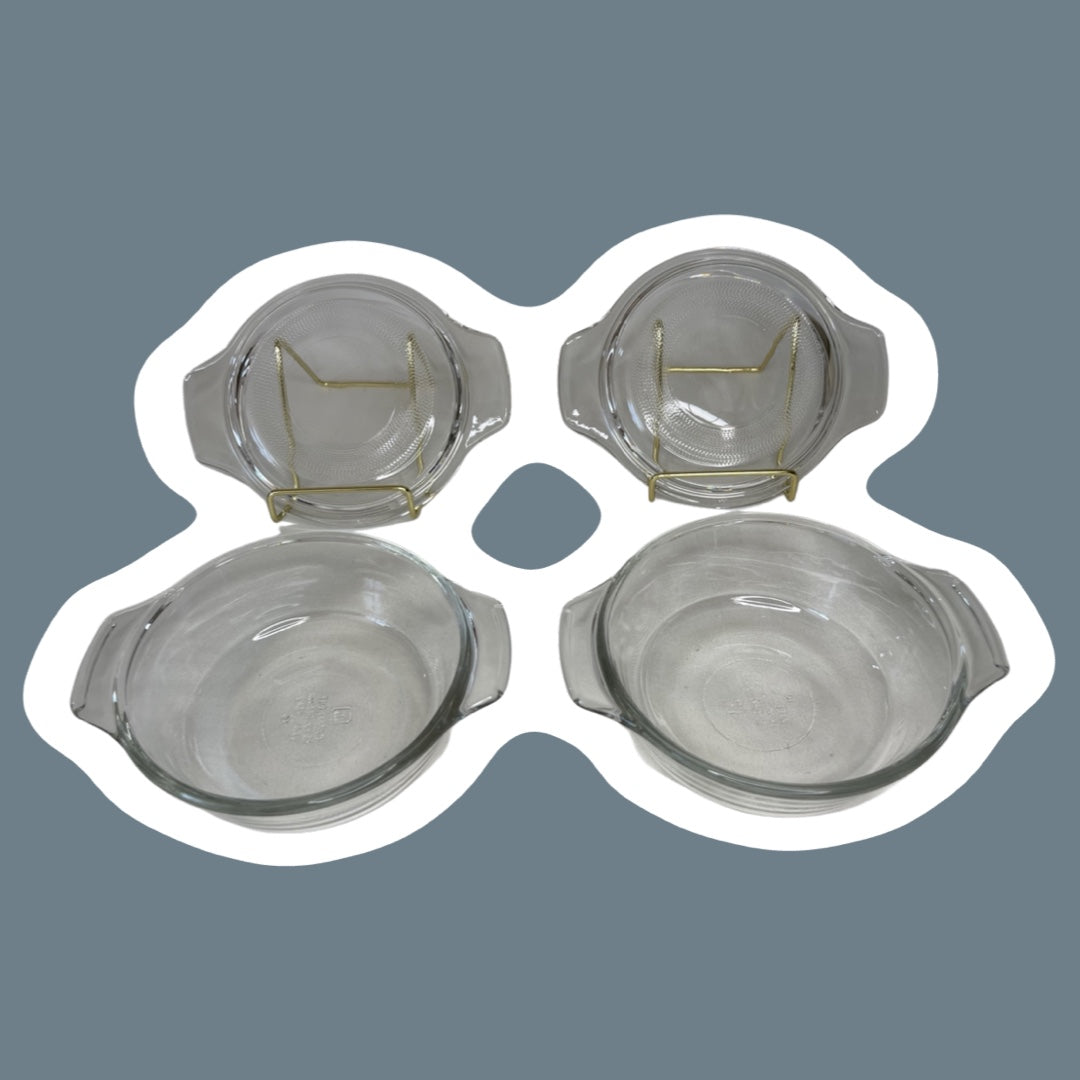 Cacerola de vidrio transparente de 12 oz con tapa de vidrio, modelo 1072 de Anchor Hocking, década de 1960, juego de dos