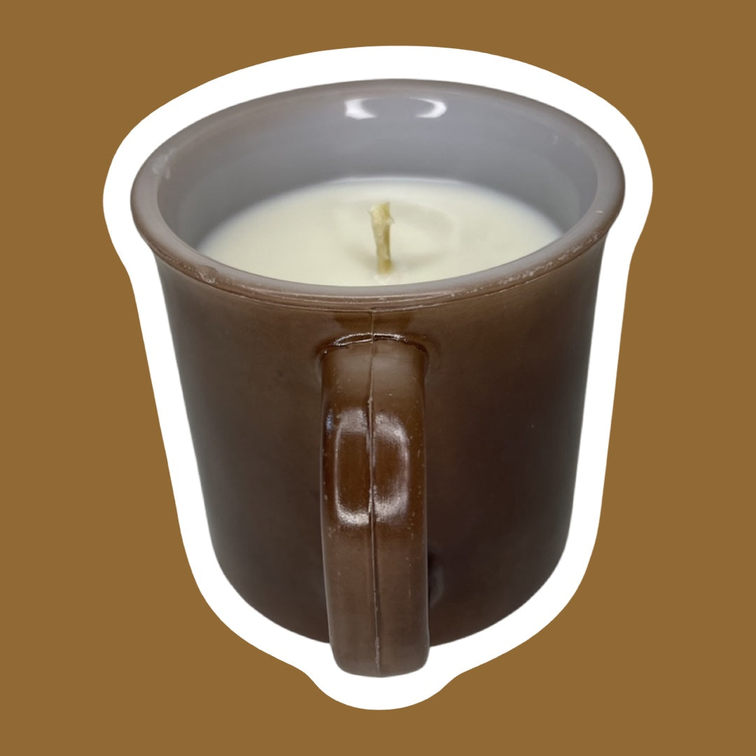 Anchor Hocking Brown Milk Glass Soy Wax Mug Candle