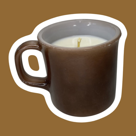 Anchor Hocking Brown Milk Glass Soy Wax Mug Candle