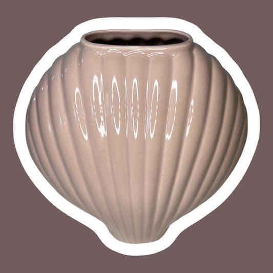 Large Pastel Pink, Art Deco 1980s Seashell Vase