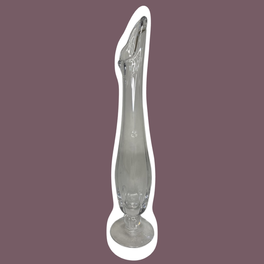 Clear Swung Glass Pedestal Flower Bud Vase, 11"