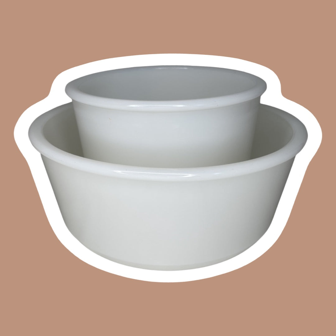 Milk Glass Heavy Duty Stand Mixer Bowls, Set of 2